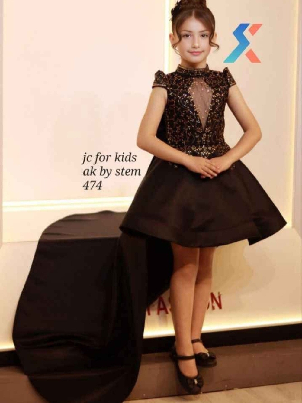 Made in Turkey Elegant Black Girls Party Dress.